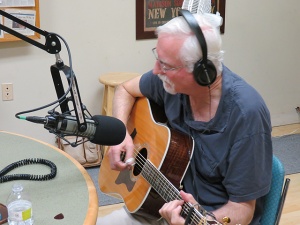 John Perrault in the studio at Portsmouth, NH Community Radio