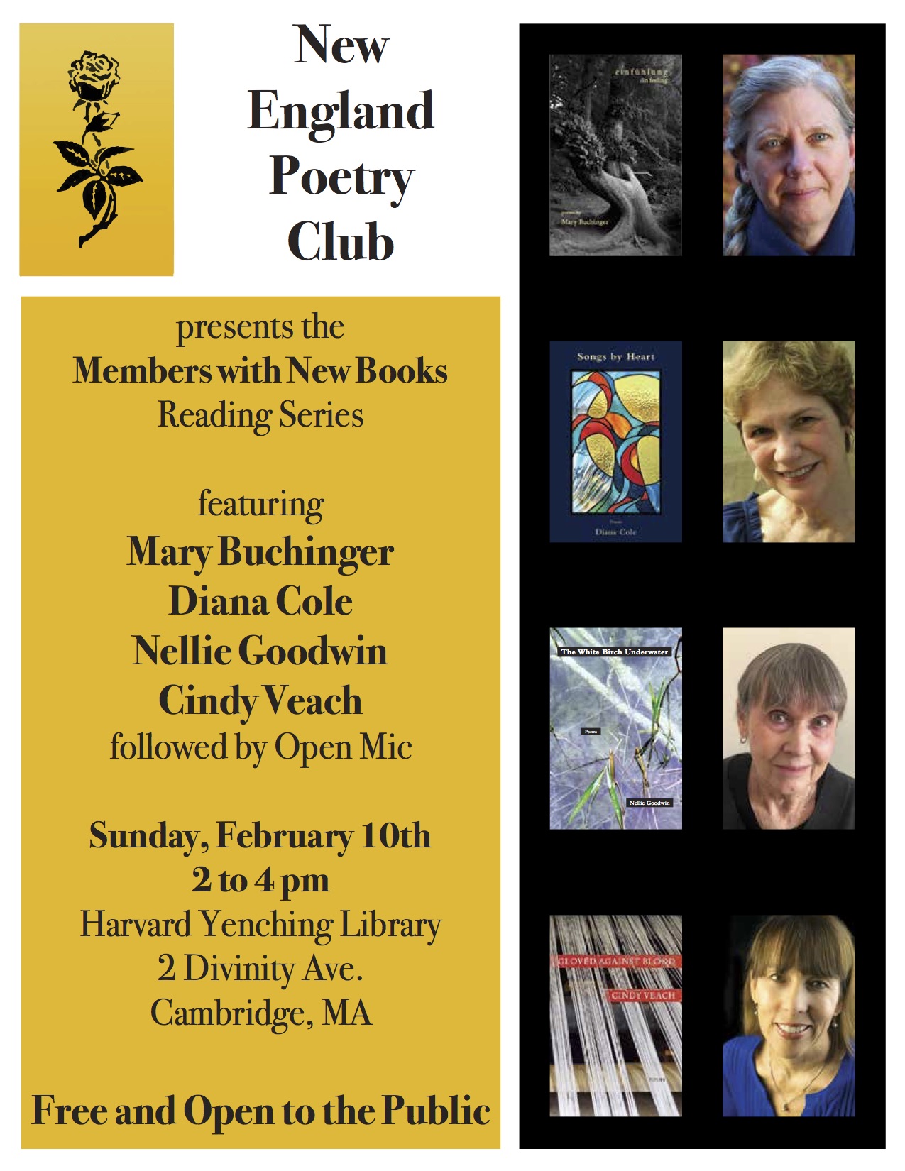 New England Poetry Club Members With New Books February 2019 Poster
