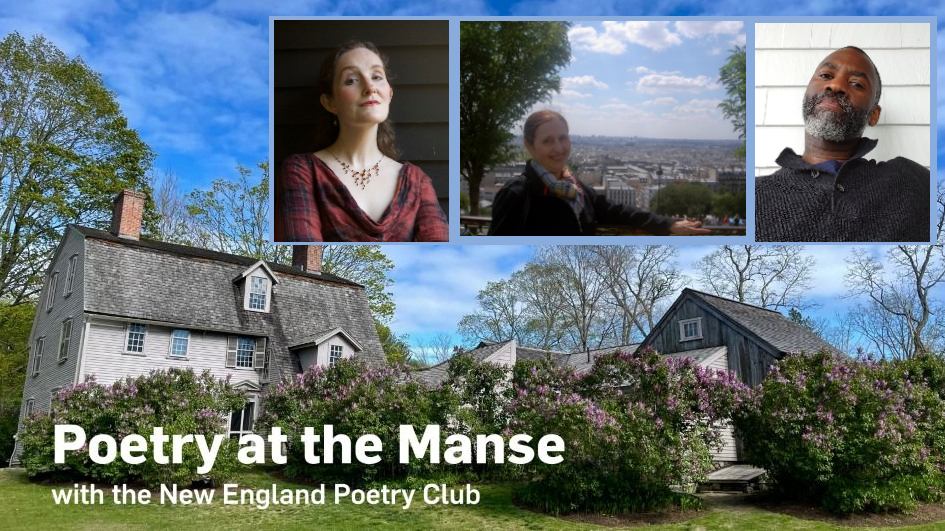 Photographs of Libby Maxey, Nina Rubinstein Alonso, Matthew Henry, with background image of The Old Manse