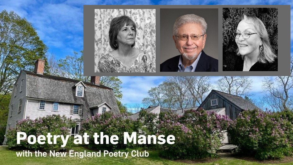 Photographs of b g Thurston, Steve Honig, Sheila Lynch-Benttinen, with background image of The Old Manse
